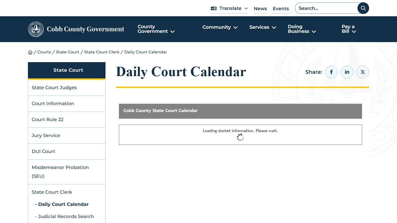 Daily Court Calendar | Cobb County Georgia